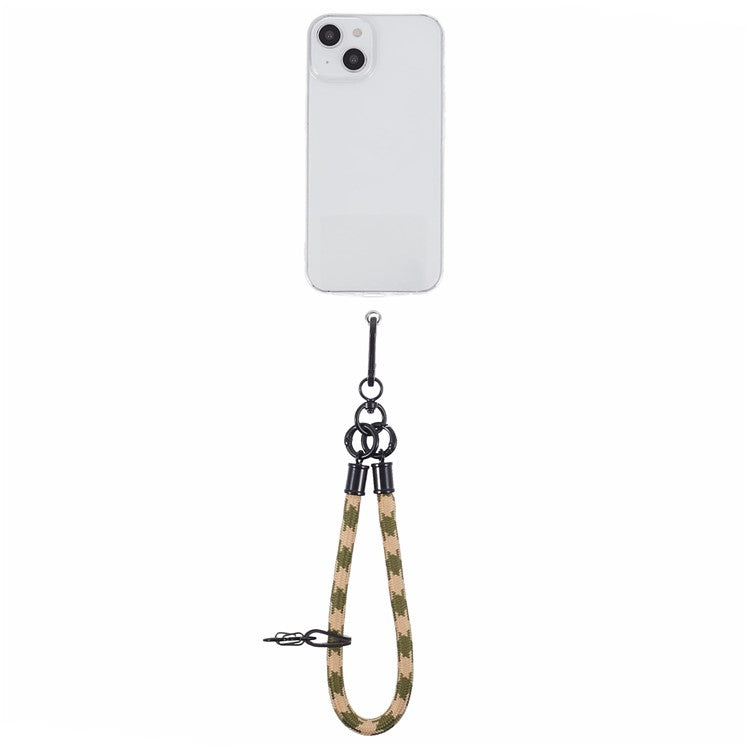 8mm 30cm Phone Wrist Strap Dual Color Short Lanyard with Patch for Camera ID Badge Keys - Khaki+Green