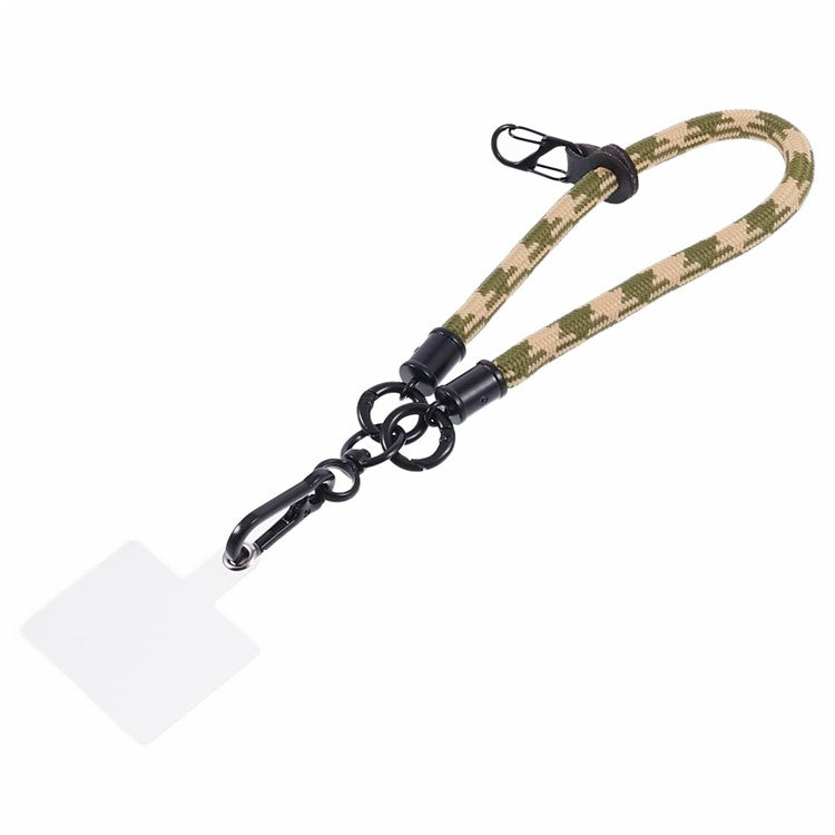8mm 30cm Phone Wrist Strap Dual Color Short Lanyard with Patch for Camera ID Badge Keys - Khaki+Green