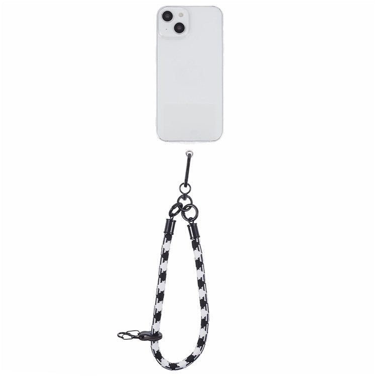 8mm 30cm Phone Wrist Strap Dual Color Short Lanyard with Patch for Camera ID Badge Keys - Black+White