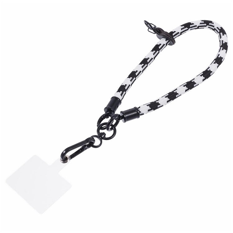 8mm 30cm Phone Wrist Strap Dual Color Short Lanyard with Patch for Camera ID Badge Keys - Black+White