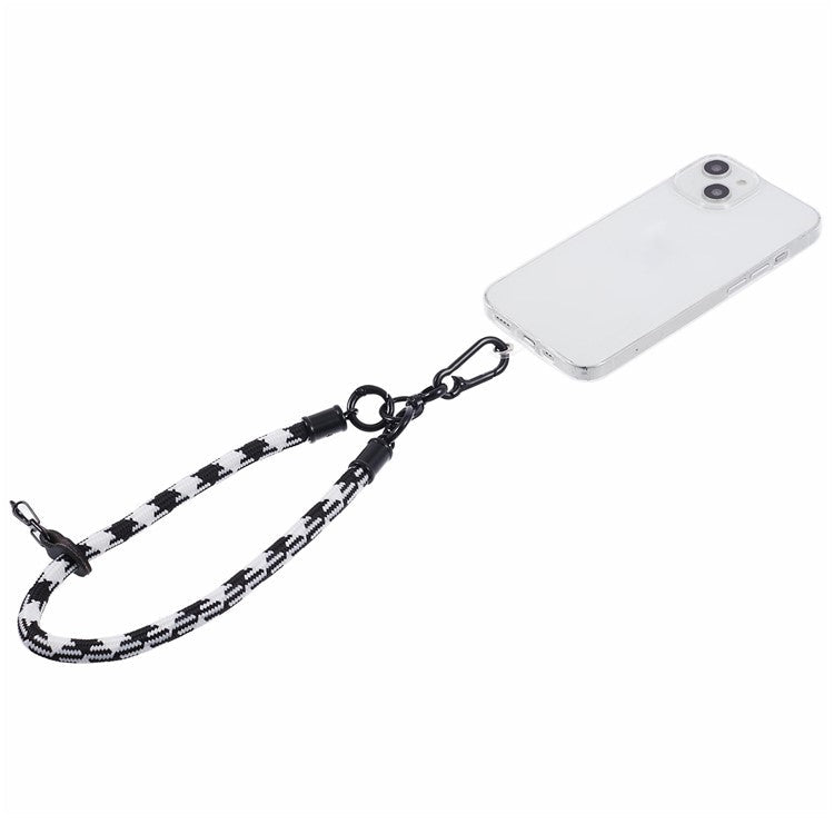 8mm 30cm Phone Wrist Strap Dual Color Short Lanyard with Patch for Camera ID Badge Keys - Black+White