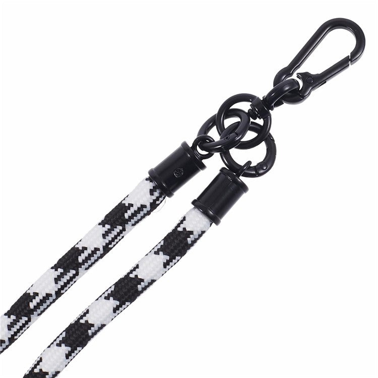 8mm 30cm Phone Wrist Strap Dual Color Short Lanyard with Patch for Camera ID Badge Keys - Black+White
