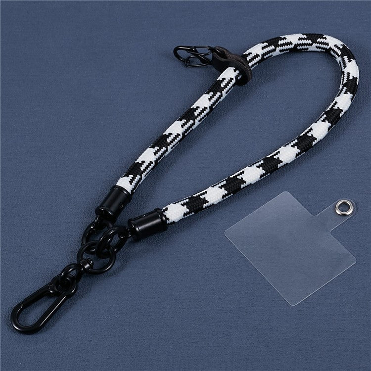 8mm 30cm Phone Wrist Strap Dual Color Short Lanyard with Patch for Camera ID Badge Keys - Black+White