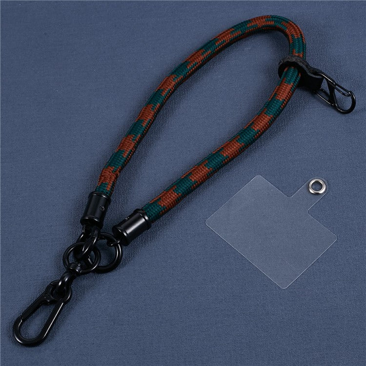 8mm 30cm Phone Wrist Strap Dual Color Short Lanyard with Patch for Camera ID Badge Keys - Wine Red+Blue