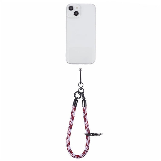 8mm 30cm Phone Wrist Strap Dual Color Short Lanyard with Patch for Camera ID Badge Keys - Red+White