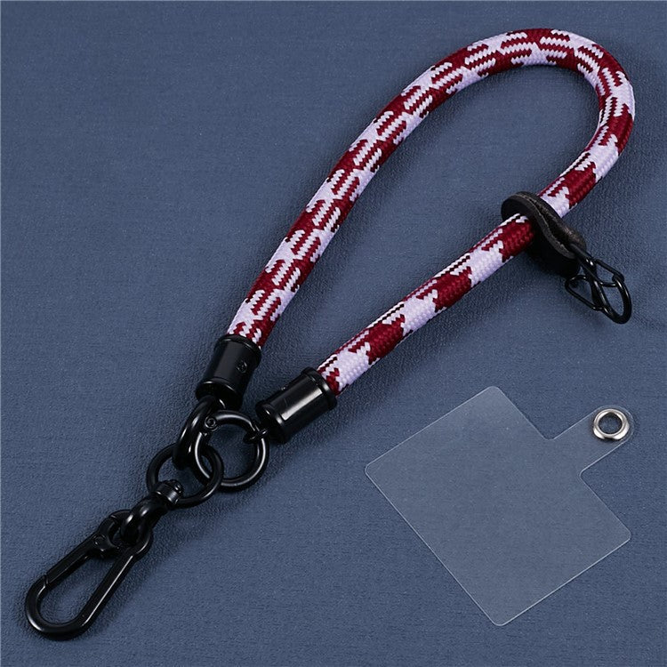 8mm 30cm Phone Wrist Strap Dual Color Short Lanyard with Patch for Camera ID Badge Keys - Red+White