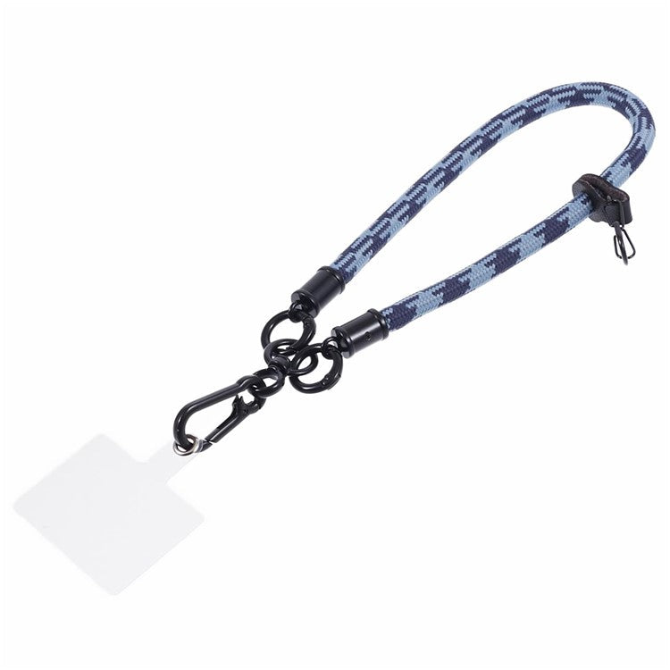 8mm 30cm Phone Wrist Strap Dual Color Short Lanyard with Patch for Camera ID Badge Keys - Blue+Black