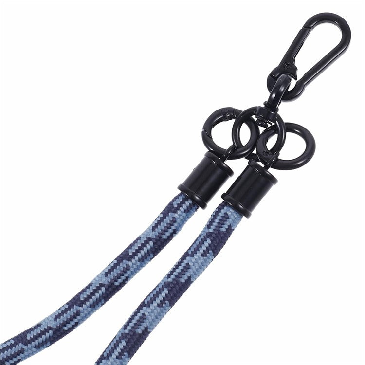 8mm 30cm Phone Wrist Strap Dual Color Short Lanyard with Patch for Camera ID Badge Keys - Blue+Black