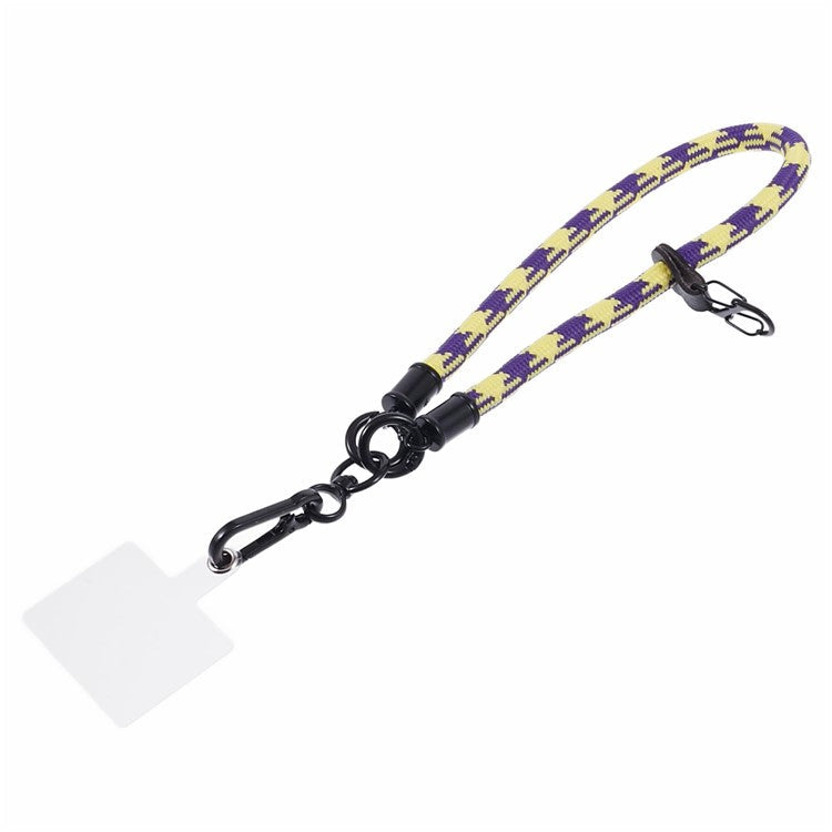 8mm 30cm Phone Wrist Strap Dual Color Short Lanyard with Patch for Camera ID Badge Keys - Purple+Yellow