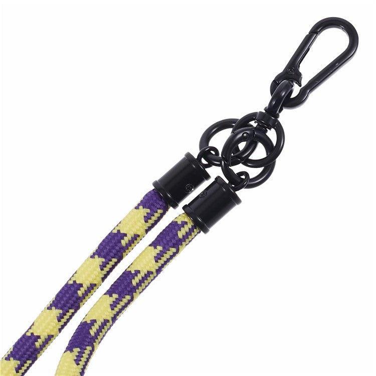 8mm 30cm Phone Wrist Strap Dual Color Short Lanyard with Patch for Camera ID Badge Keys - Purple+Yellow