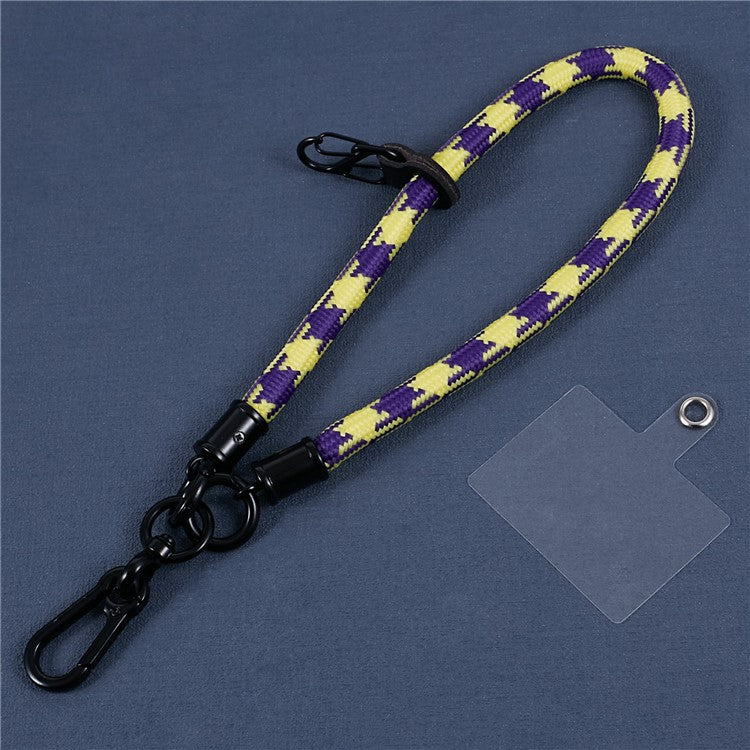 8mm 30cm Phone Wrist Strap Dual Color Short Lanyard with Patch for Camera ID Badge Keys - Purple+Yellow
