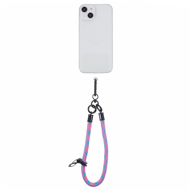 8mm 30cm Phone Wrist Strap Dual Color Short Lanyard with Patch for Camera ID Badge Keys - Purple+Blue
