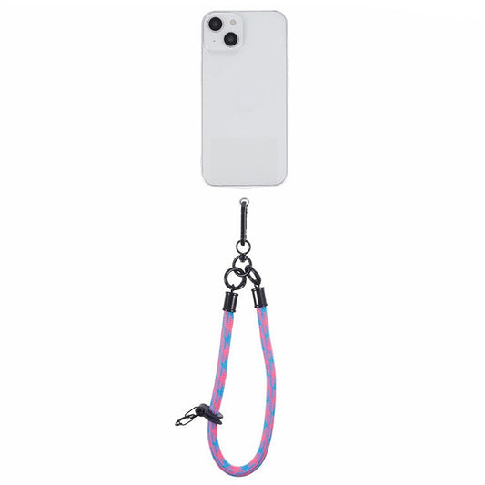 8mm 30cm Phone Wrist Strap Dual Color Short Lanyard with Patch for Camera ID Badge Keys - Purple+Blue