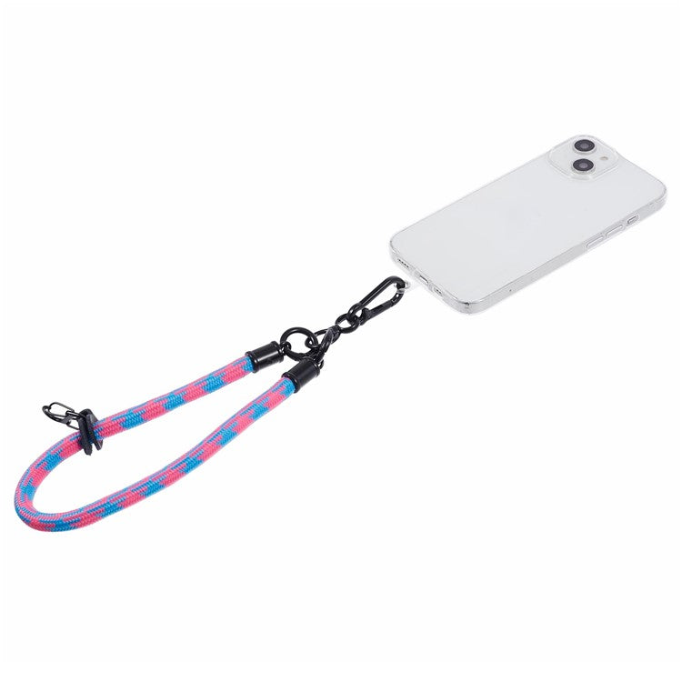 8mm 30cm Phone Wrist Strap Dual Color Short Lanyard with Patch for Camera ID Badge Keys - Purple+Blue