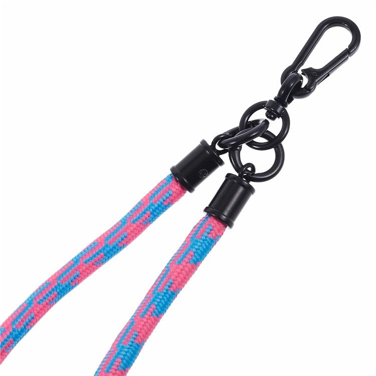 8mm 30cm Phone Wrist Strap Dual Color Short Lanyard with Patch for Camera ID Badge Keys - Purple+Blue
