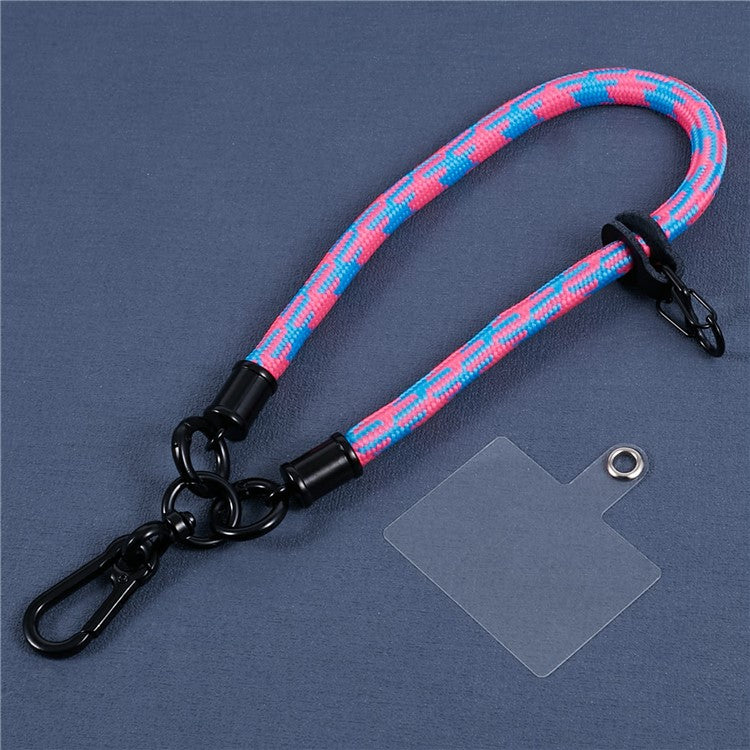 8mm 30cm Phone Wrist Strap Dual Color Short Lanyard with Patch for Camera ID Badge Keys - Purple+Blue
