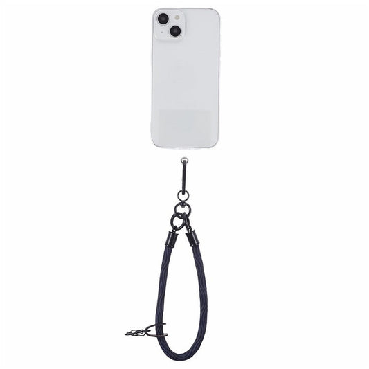 8mm 30cm S-Texture Hand Wrist Strap Short Lanyard Strap with Patch for Mobile Phone Keys Camera - Black