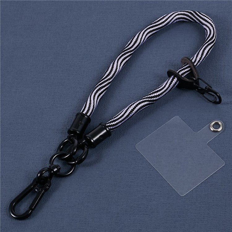 8mm 30cm S-Texture Hand Wrist Strap Short Lanyard Strap with Patch for Mobile Phone Keys Camera - White
