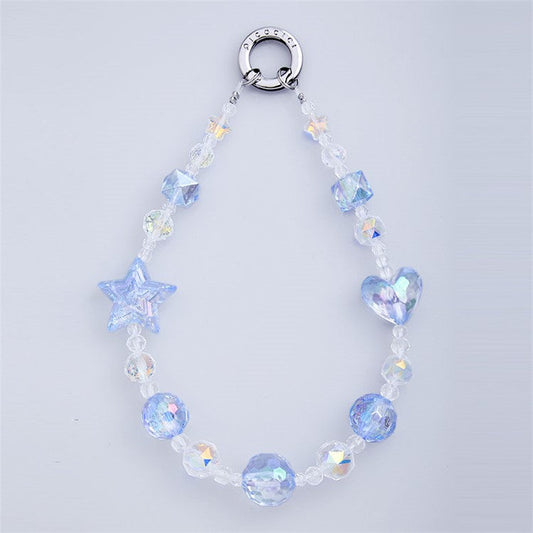 PICOCICI Phone Carrying Wrist Band Love Heart Star Decor Beaded Bracelet - Style A