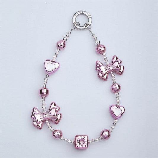 PICOCICI Bowknot Pearl Bead Phone Carrying Strap  Wrist Band Lanyard - 5