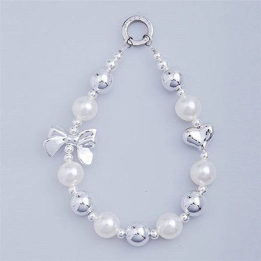 PICOCICI Bowknot Heart Design Anti-lost Lanyard Mobile Phone Chain Beaded Wrist Strap - 7