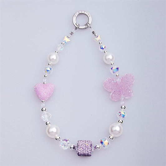 PICOCICI Phone Carrying Strap Rhinestones Pearls Beads Phone Wrist Band Lanyard - 1