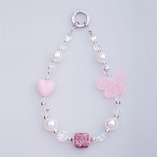 PICOCICI Phone Carrying Strap Rhinestones Pearls Beads Phone Wrist Band Lanyard - 4