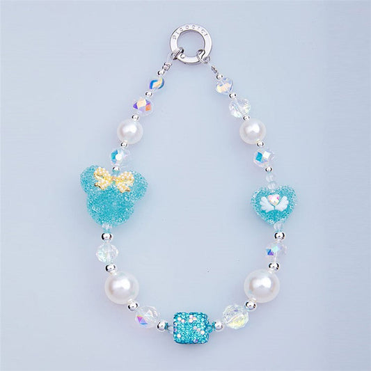 PICOCICI Cartoon Mouse Head Heart Decor Phone Anti-drop Lanyard Beaded Bracelet - Style A