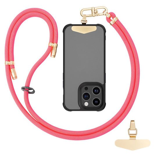 LEEU DESIGN 120cm Smartphone Shoulder Strap with Metal Tether Tab, Adjustable Cell Phone Polyester Lanyard - Rose