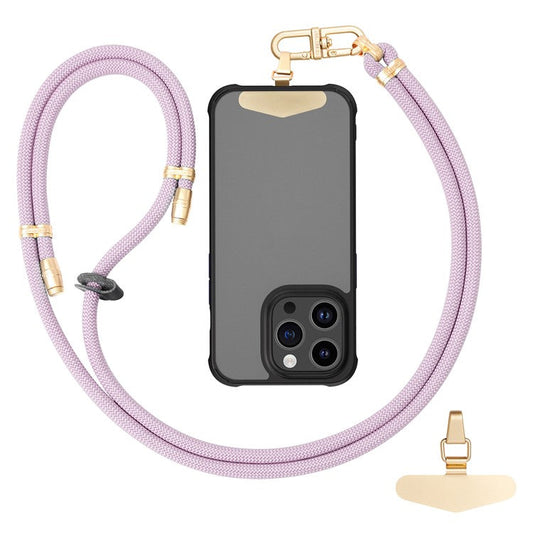 LEEU DESIGN 120cm Smartphone Shoulder Strap with Metal Tether Tab, Adjustable Cell Phone Polyester Lanyard - Light Purple