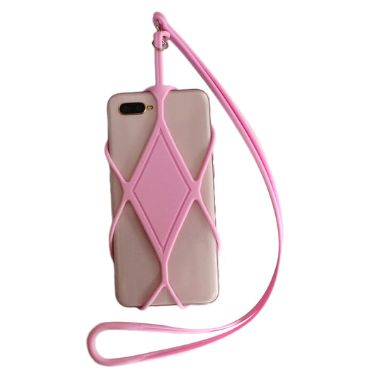 For iPhone 16 / 16 Ultra / 16 Pro / 16 Pro Max Lanyard Phone Tie Silicone Cell Phone Neck Strap - Pink