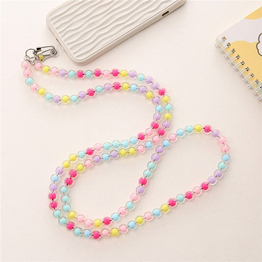 110cm Mobile Phone Chain Beaded Style Universal Phone Lanyard with Patch - Style A
