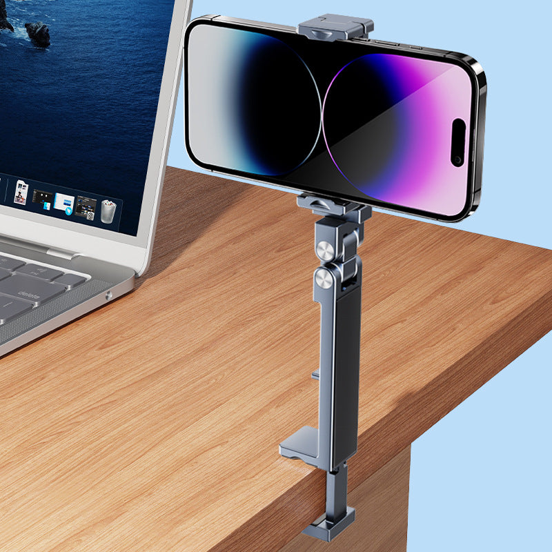 360° Rotating Metal Phone Holder Adjustable Phone Mount Stand for Travel Office Kitchen - Grey