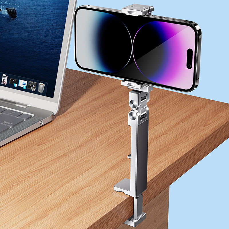 360° Rotating Metal Phone Holder Adjustable Phone Mount Stand for Travel Office Kitchen - Silver
