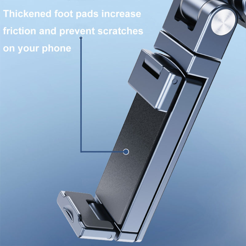 360° Rotating Metal Phone Holder Adjustable Phone Mount Stand for Travel Office Kitchen - Silver