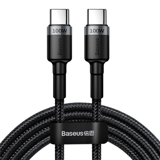 BASEUS Cafule Series for iPhone 15 Series 2m Braided Type-C Cable PD2.0 100W Flash Charging Cord Data Sync Cable 20V 5A - Grey