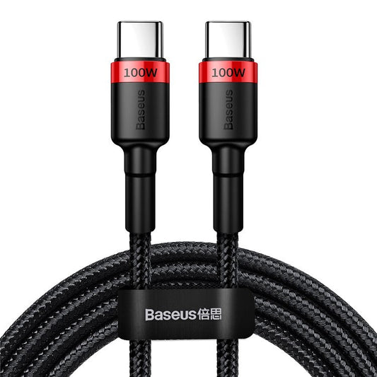 BASEUS Cafule Series for iPhone 15 Series 2m Braided Type-C Cable PD2.0 100W Flash Charging Cord Data Sync Cable 20V 5A - Red