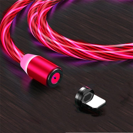 Creative 360° Adsorption Colorful Streamer Lightning Magnetic Charging Cable - Red