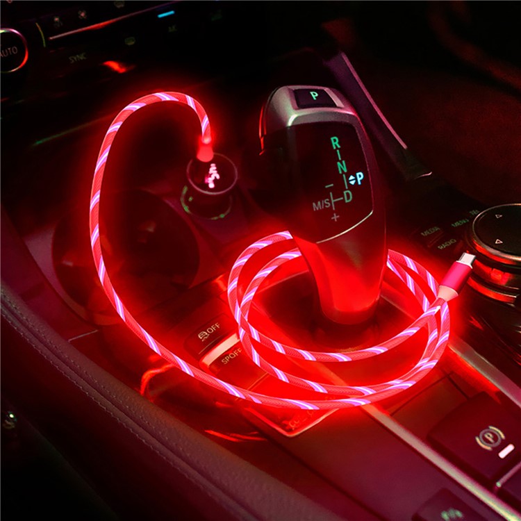 Creative 360° Adsorption Colorful Streamer Lightning Magnetic Charging Cable - Red