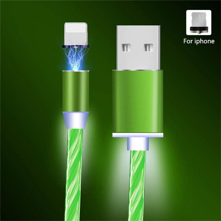 Creative 360° Adsorption Colorful Streamer Lightning Magnetic Charging Cable - Green