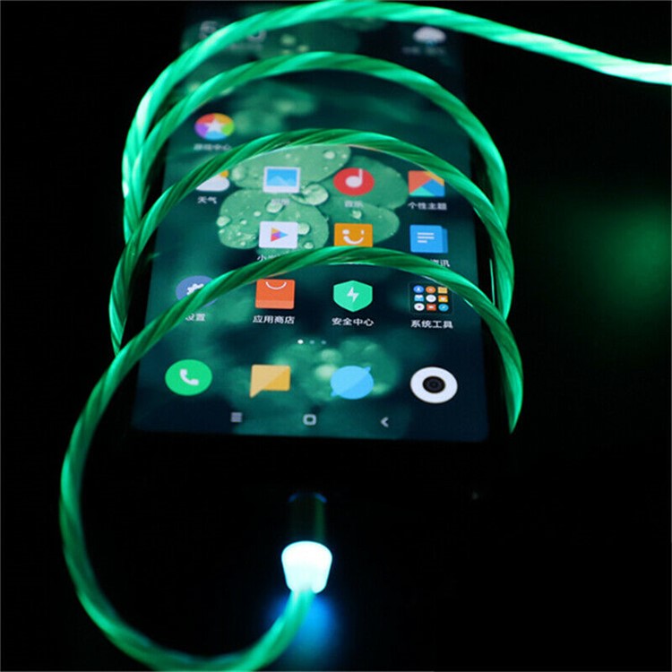 Creative 360° Adsorption Colorful Streamer Lightning Magnetic Charging Cable - Green