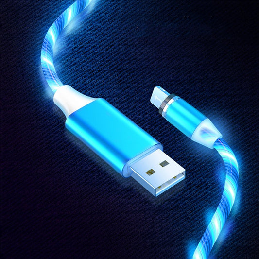 Creative 360° Adsorption Colorful Streamer Lightning Magnetic Charging Cable - Blue