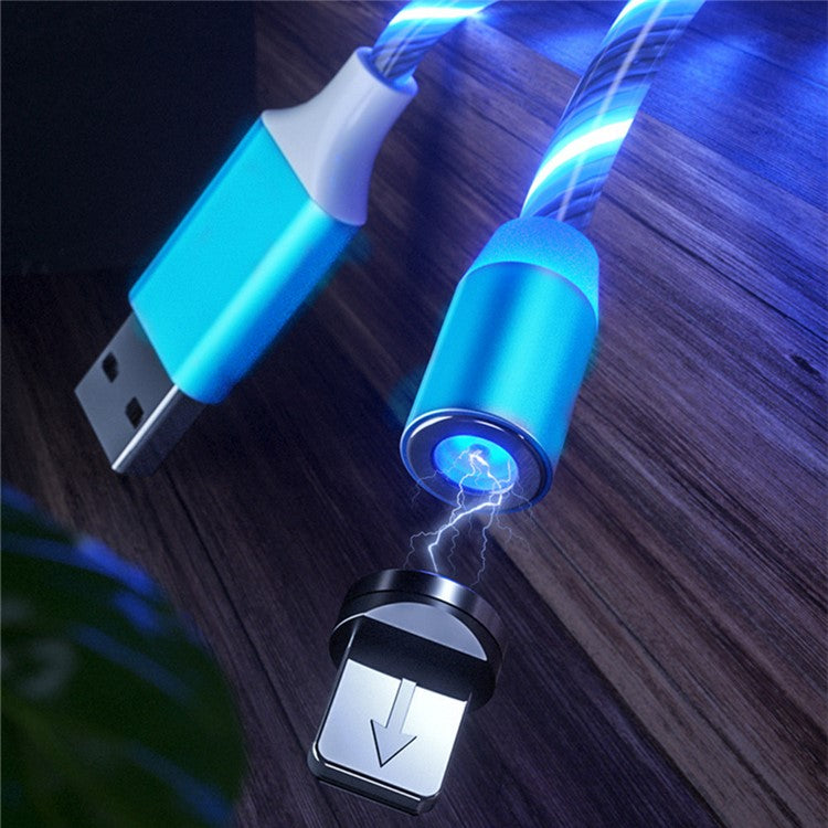 Creative 360° Adsorption Colorful Streamer Lightning Magnetic Charging Cable - Blue