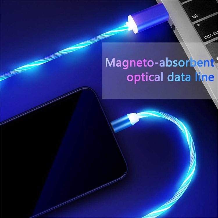 Creative 360° Adsorption Colorful Streamer Lightning Magnetic Charging Cable - Blue