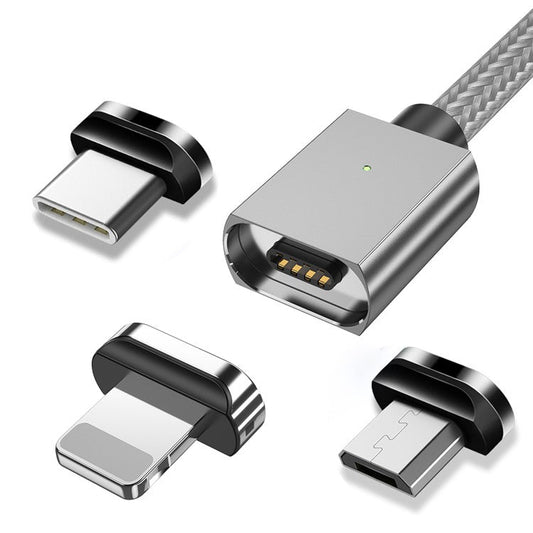 ESSAGER 1m Lightning/Type C/Micro 3 in 1 3A Fast Charging Cord Magnetic Data Cable - Silver