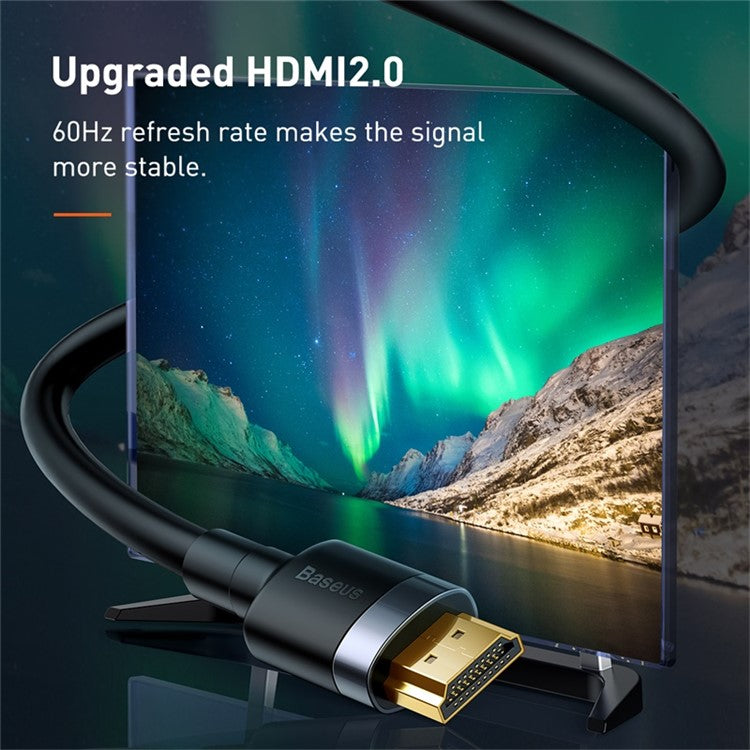 BASEUS HDMI 2.0 Cable 4KHDMI Male to 4KHDMI Male Adapter Cable (2m) - Black