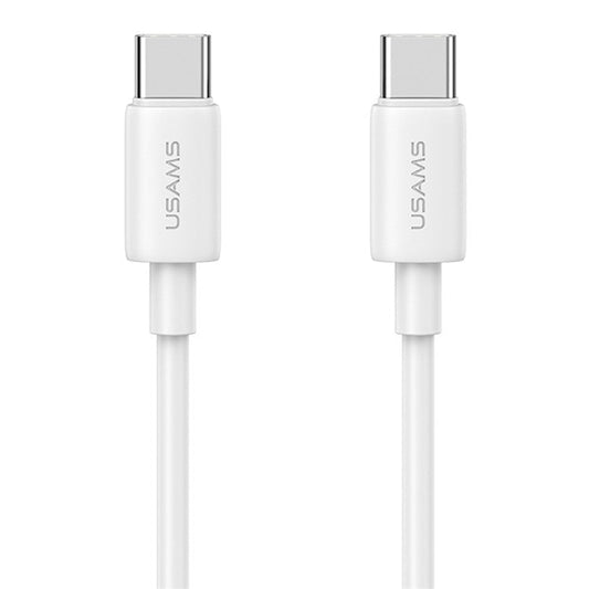 USAMS SJ711 YD Series 1m Type-C to T?pe-C 60W Fast Charging Data Cable PVC Cord - White