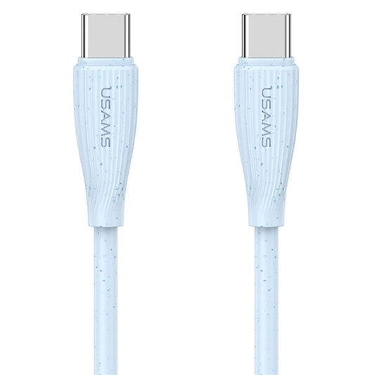 USAMS SJ716 Green Series 1m Type-C to Type-C Charge Cable 60W Fast Charging Data Cord - Blue
