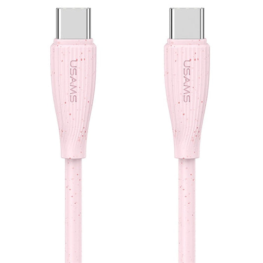 USAMS SJ716 Green Series 1m Type-C to Type-C Charge Cable 60W Fast Charging Data Cord - Pink