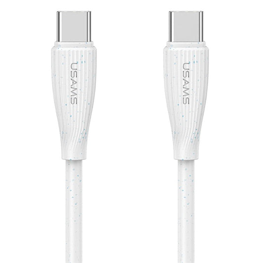USAMS SJ716 Green Series 1m Type-C to Type-C Charge Cable 60W Fast Charging Data Cord - White